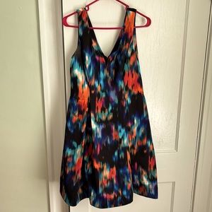 Colorful Sleeveless Calvin Klein A Line Midi Flare Dress Size 8